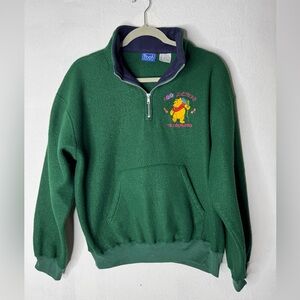 90s vintage Pooh pullover fleece zip 100 acres